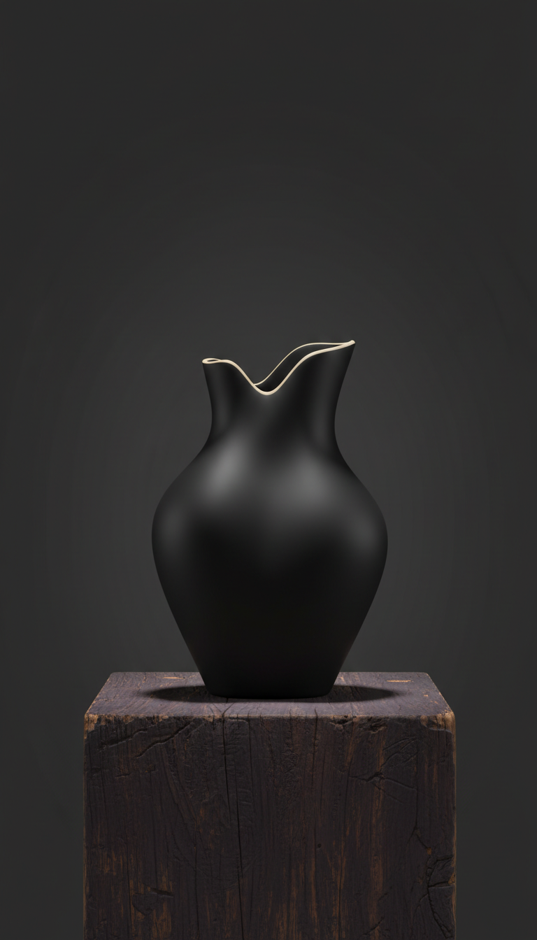 Matte Black Sculptural Vase